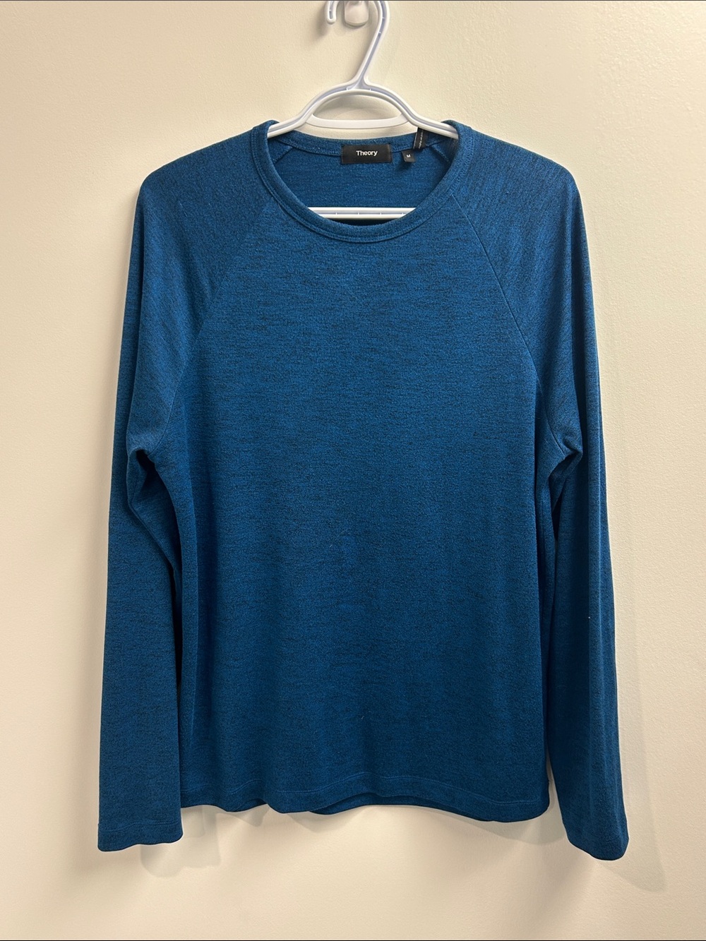 Theory Teal Crewneck Long Sleeve Knit Top